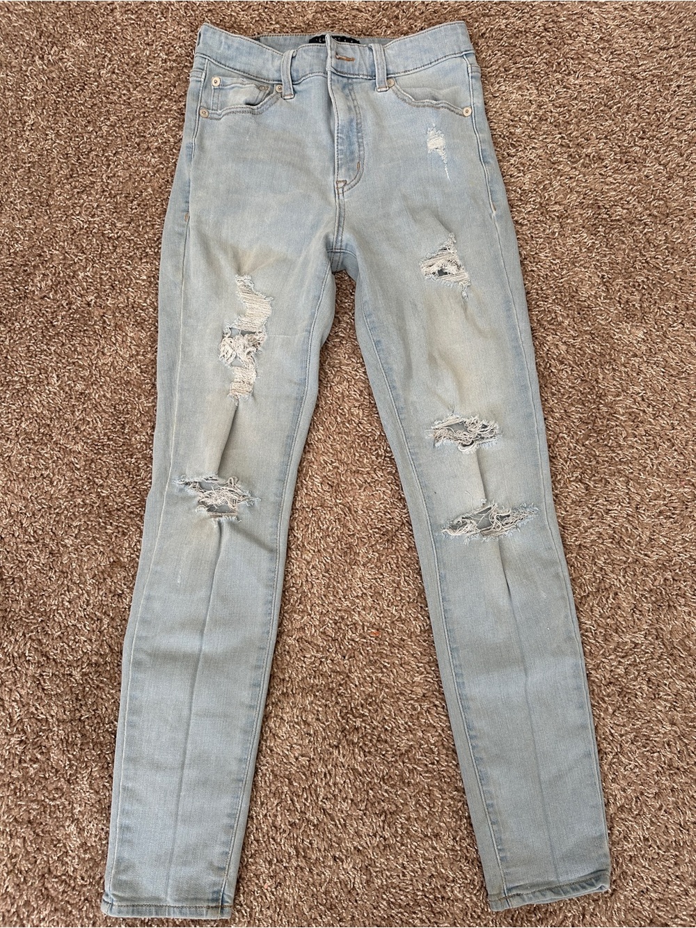 Aéropostale Skinny Stretch Light Wash Distressed Jeans, 5-Pocket - Teens 8 Reg